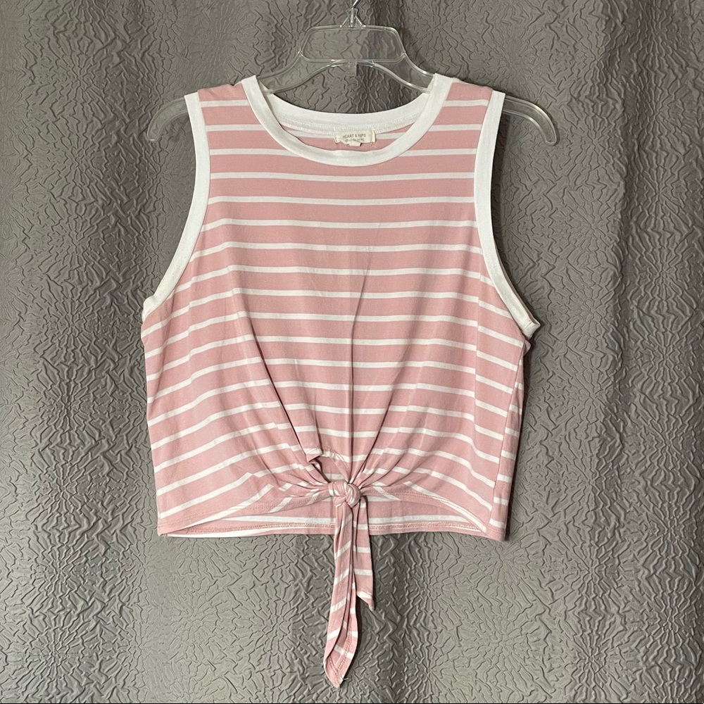 Heart & Hips Pink/White Stripes Crop Top